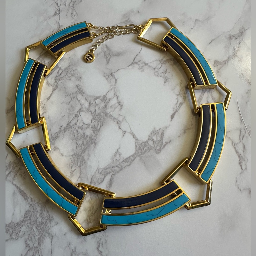 House of Harlow 1960 Gold and Turquoise Necklace